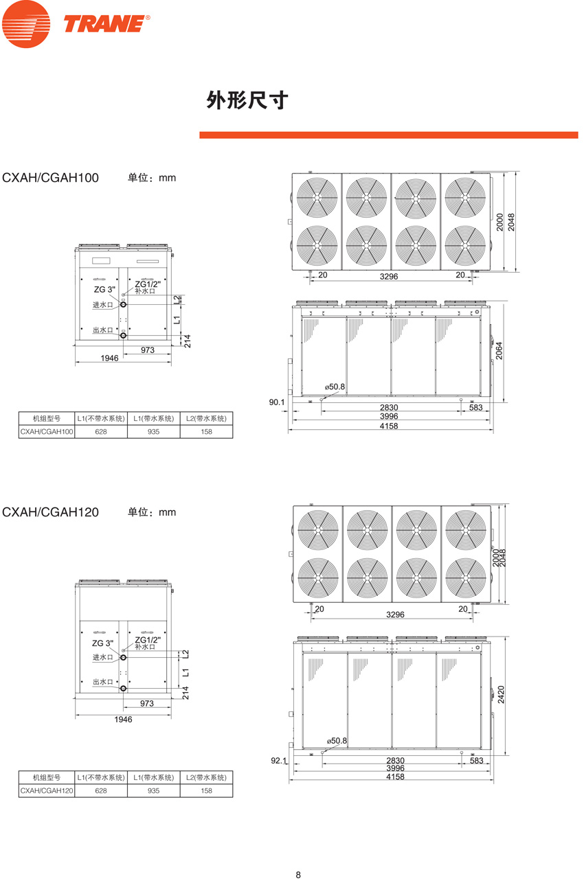 特灵Aquastream外形尺寸2 特灵Aquastream外形尺寸2